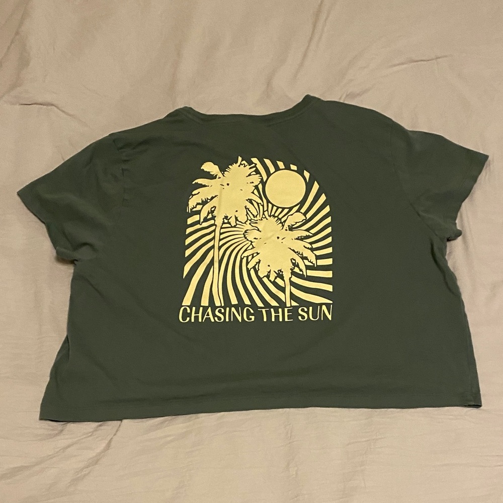 VS Green Crop Top with Yellow Palm Tree
